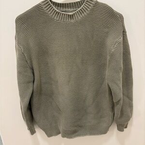 Pull&Bear Men's Crewneck Sweater in Olive